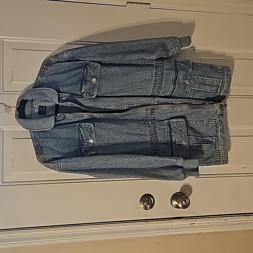 Vintage long denim jacket size small Liz Wear brand